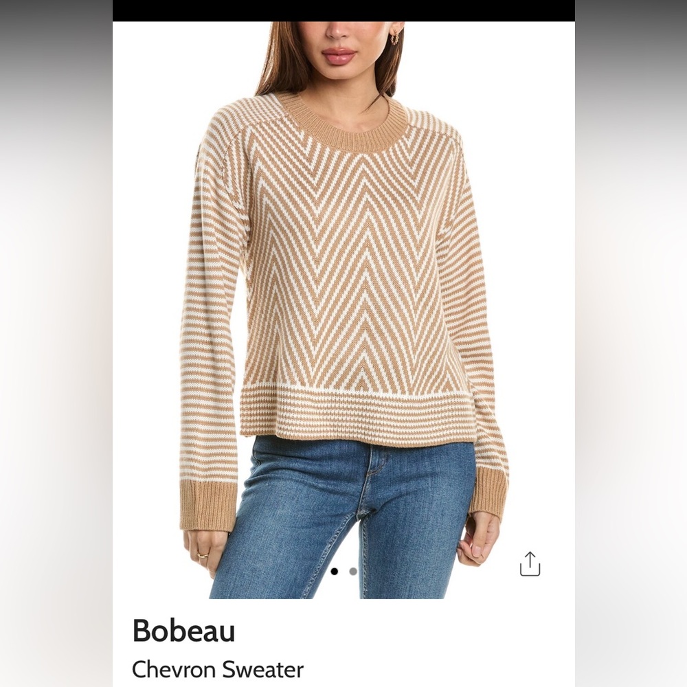 Bobeau Tan Chevron Sweater